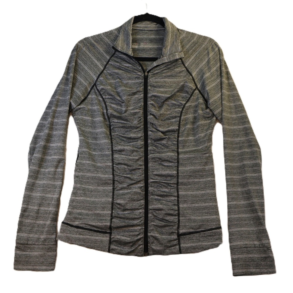 VSX Victoria's Secret Women Medium Jacket Gray Space Dye Ruched Full Zip Active